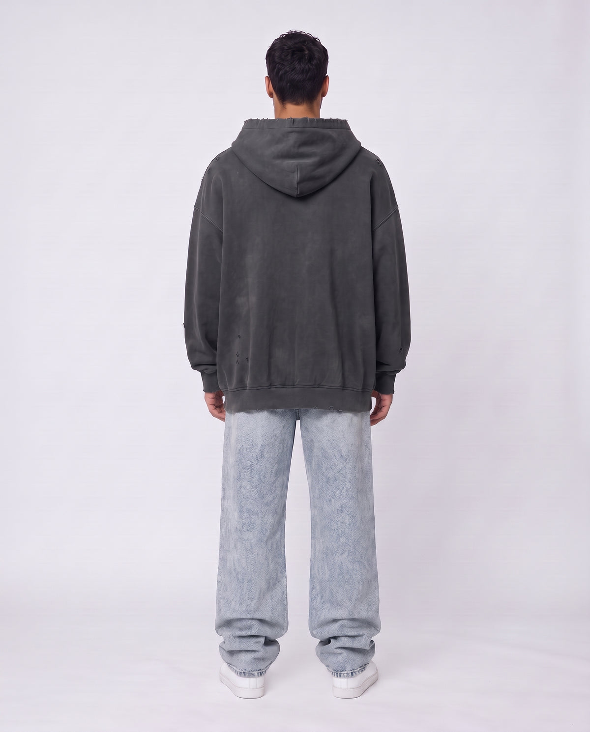 SWEATSHIRT OVERSIZE- washed zip-up