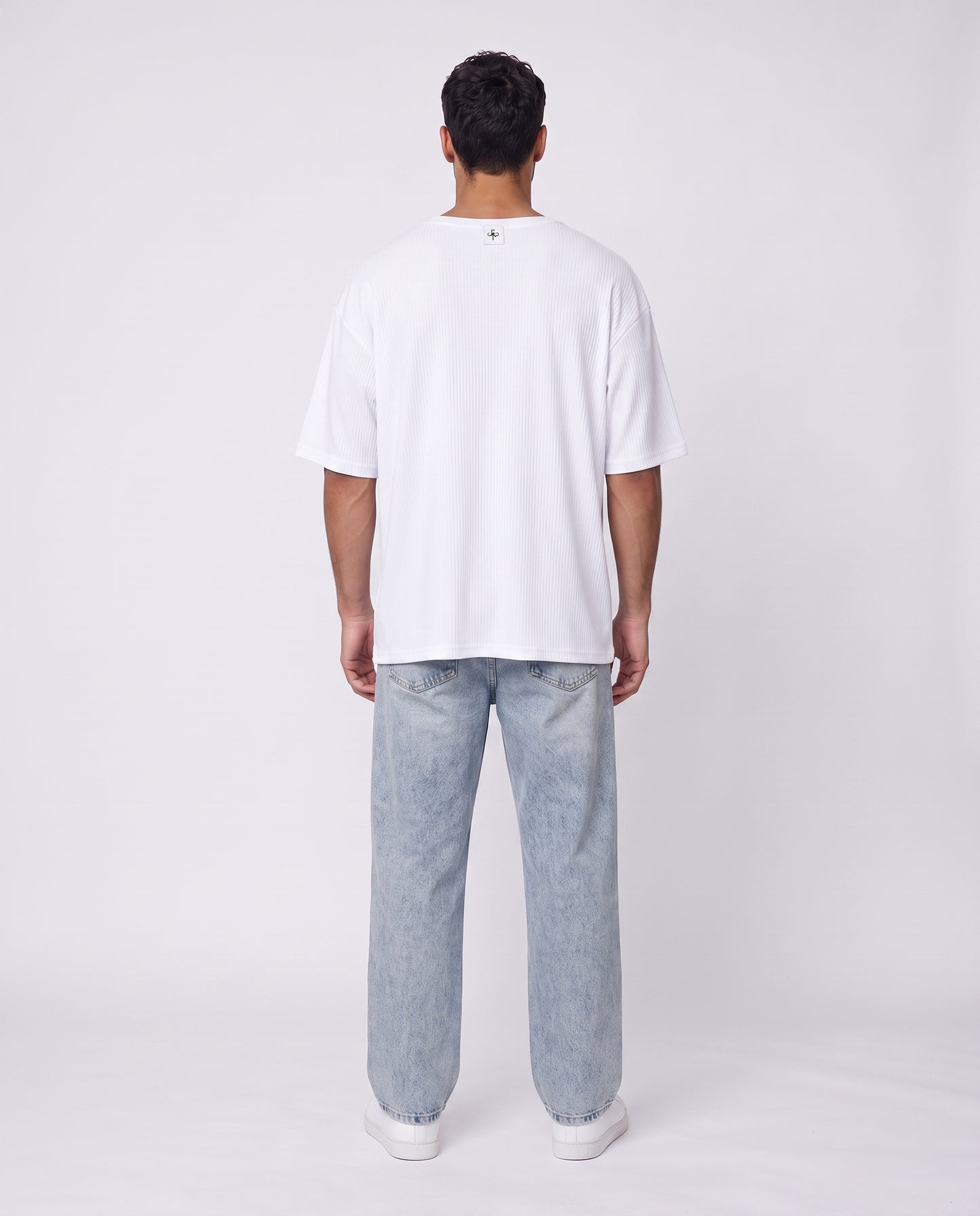 T-shirt- Linen Stripes White