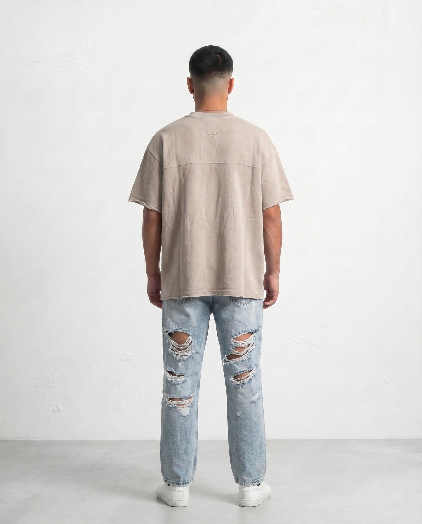 T-shirt Frayed sleeve Beige