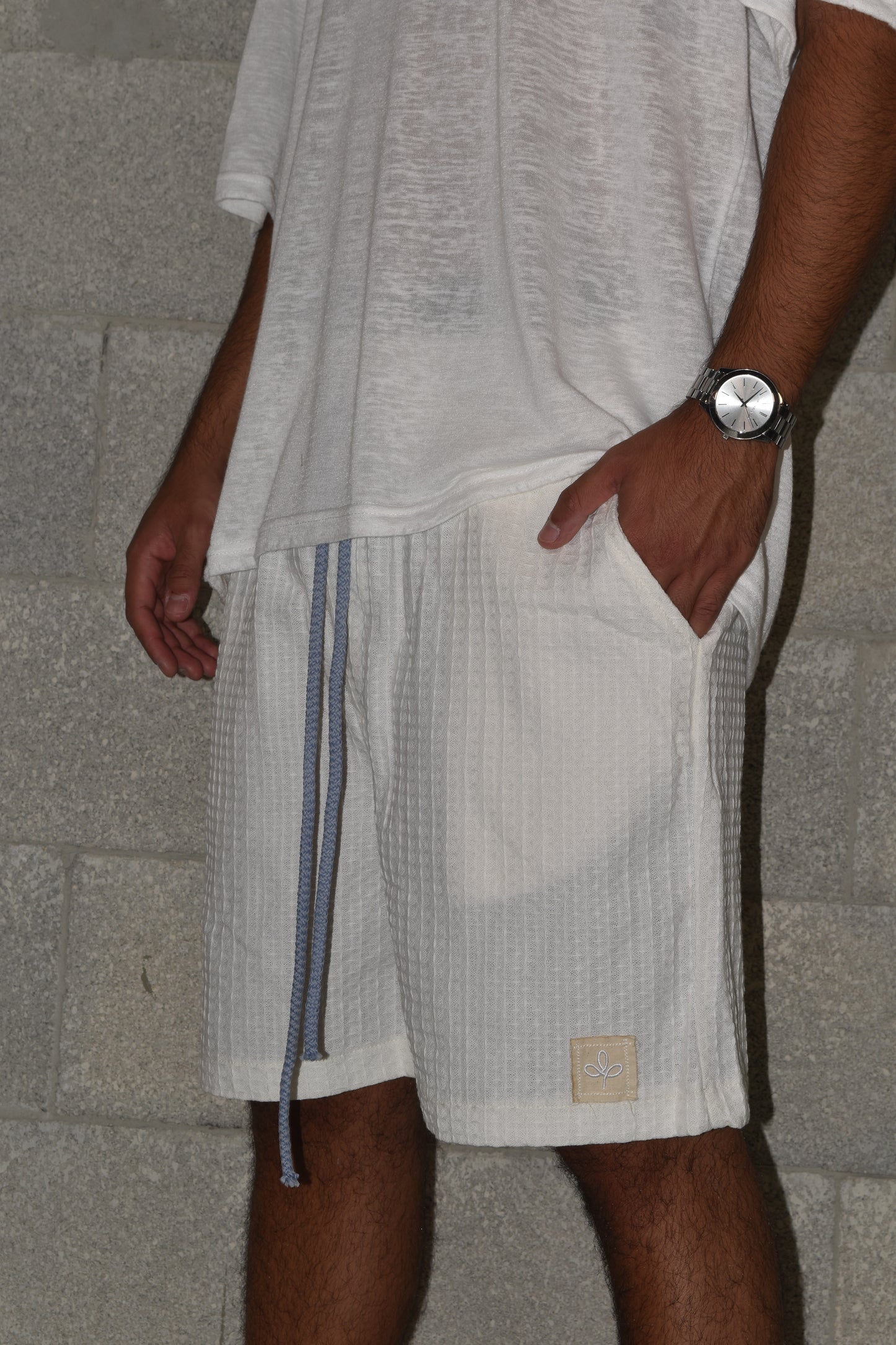 Short - Waffle Cream L blue