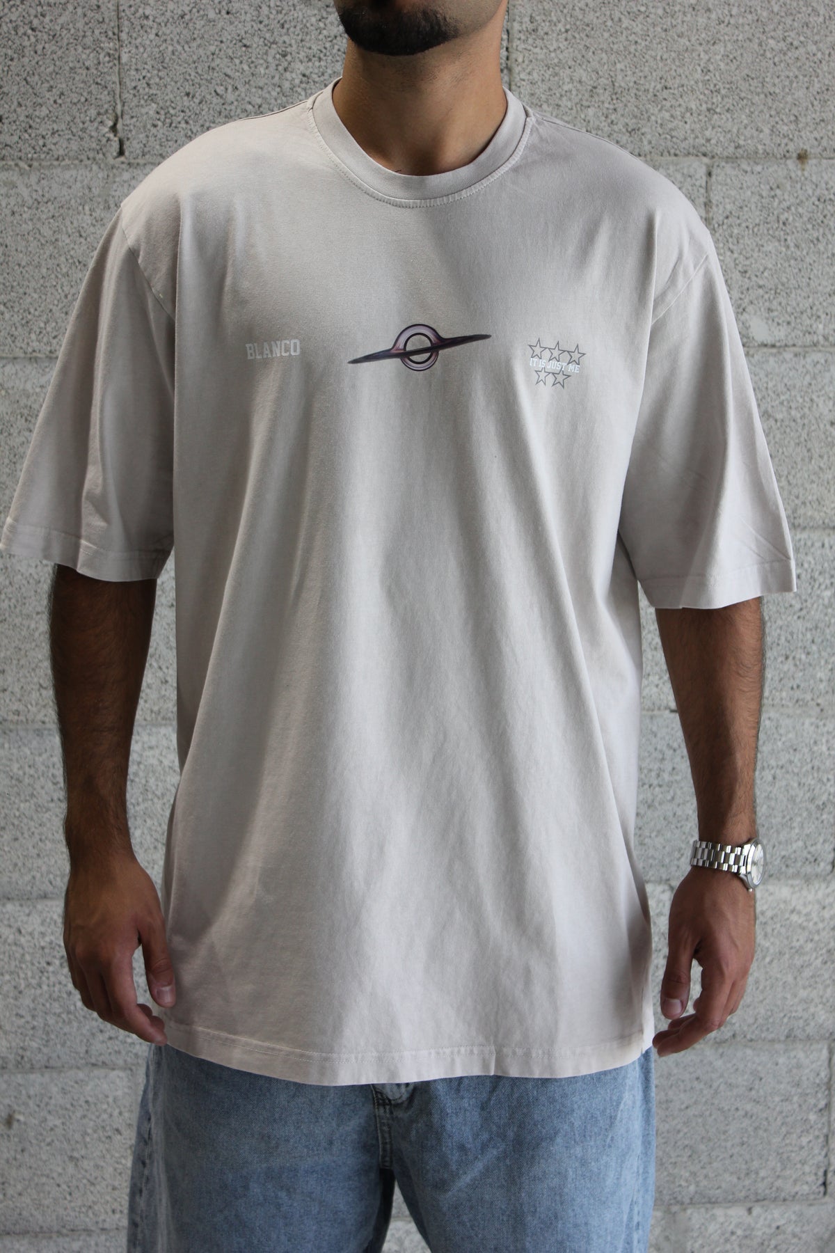 T-shirt Oversiz blanco star