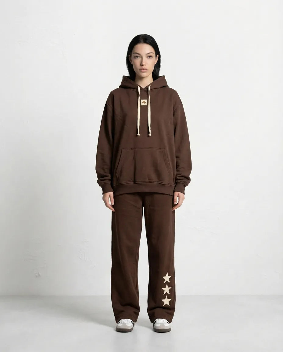 Sweatshirt - FOLLOW THE STAR logo patch BROWN