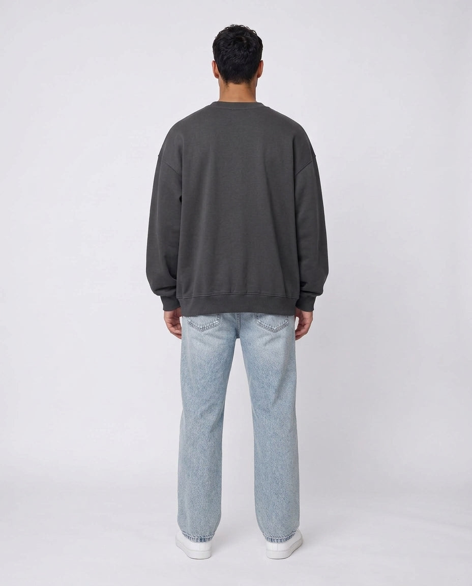 SWEATSHIRT OVERSIZE- Plain Dark Gray