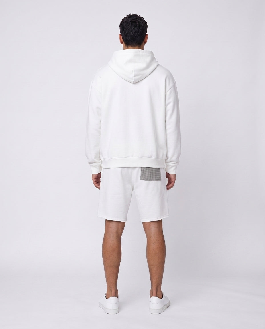Set Hoodie- Frayed Pocket White