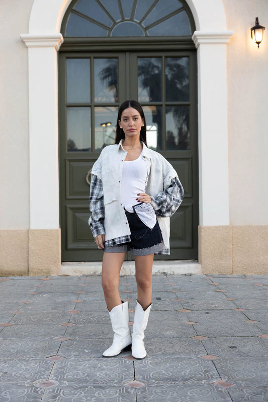 PURIM - Oversized black jacket WHITE