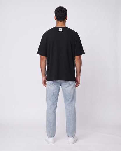 T-shirt- Linen Stripes Black