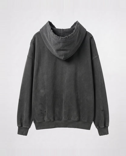 SWEATSHIRT OVERSIZE- washed zip-up