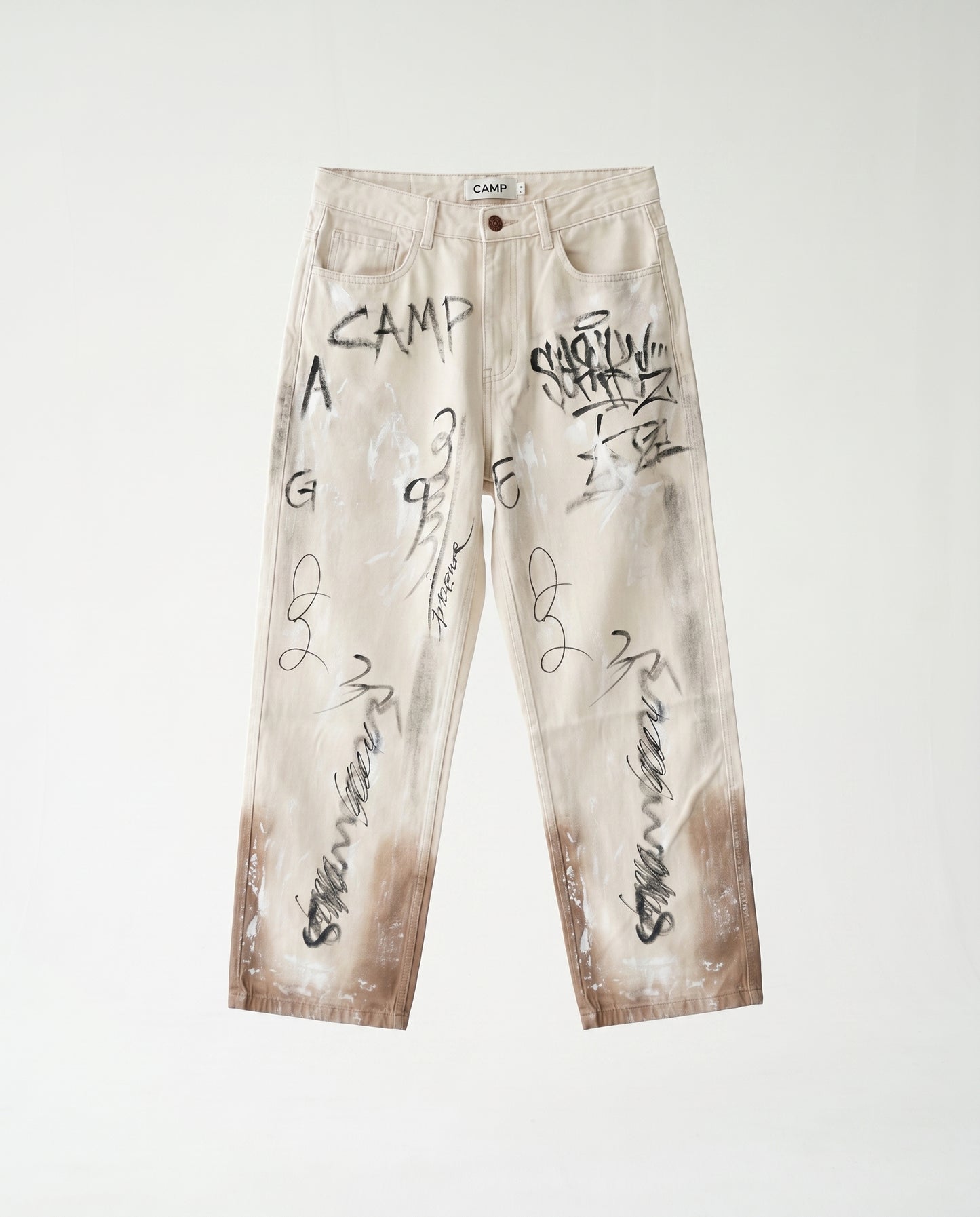 Jeans -  beige graffiti