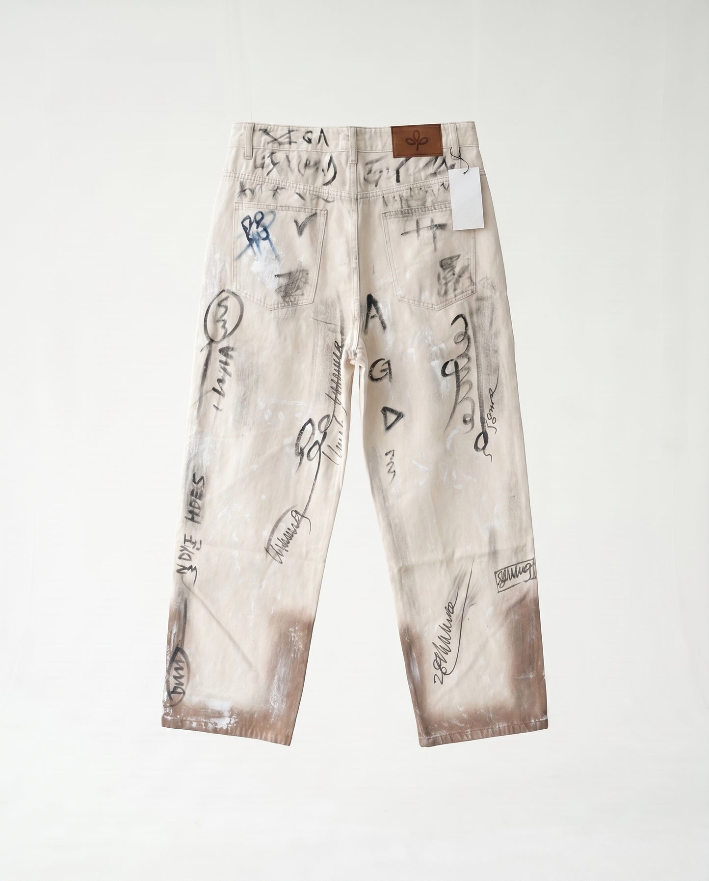 Jeans -  beige graffiti