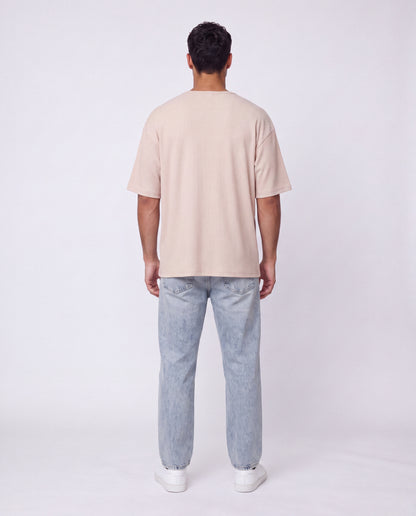 T-shirt- Oversize Striped Linen Beige