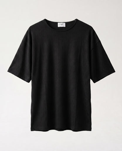 T-shirt- Linen Stripes Black