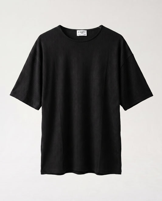 T-shirt- Linen Stripes Black