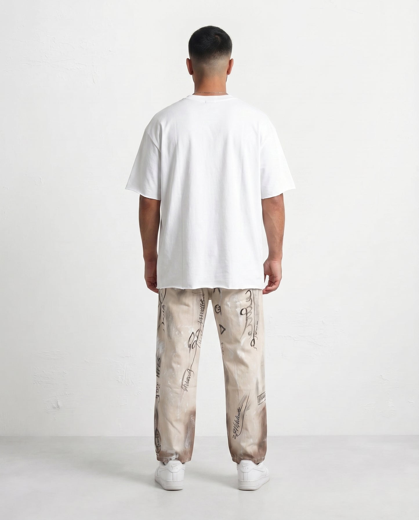 Jeans -  beige graffiti