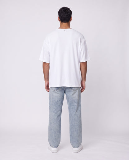 T-shirt- Linen Stripes White