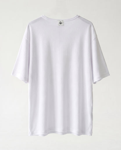 T-shirt- Linen Stripes White