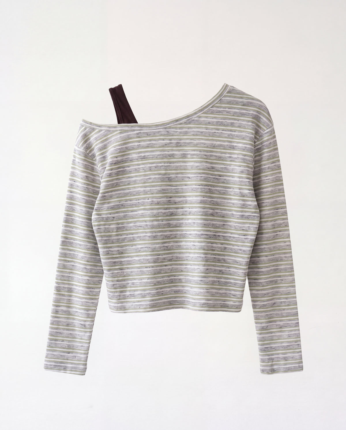 Shirt- One shoulder top Green-brown