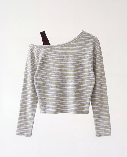 Shirt- One shoulder top Green-brown