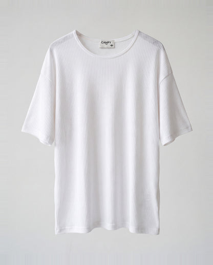 T-shirt- Linen Stripes White