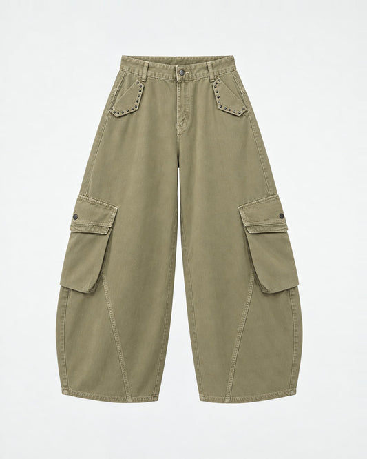Pants- Cargo Studded Beige
