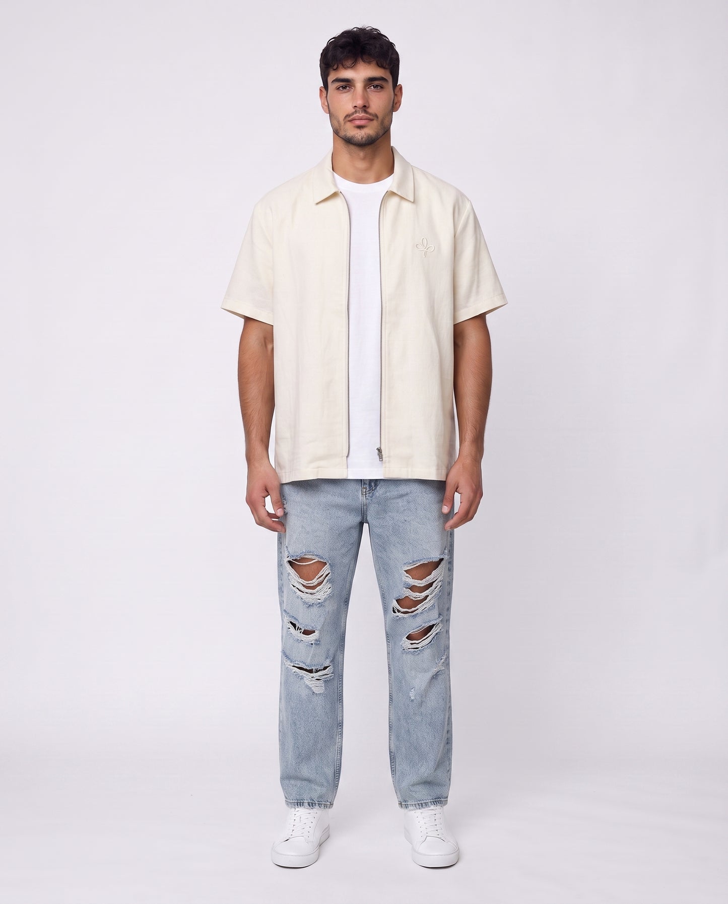 Shirt- Zipper Beige