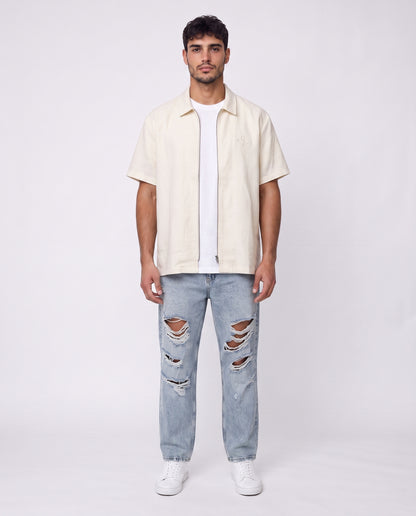 Shirt- Zipper Beige