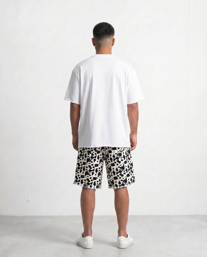 Short - jeans Cow print