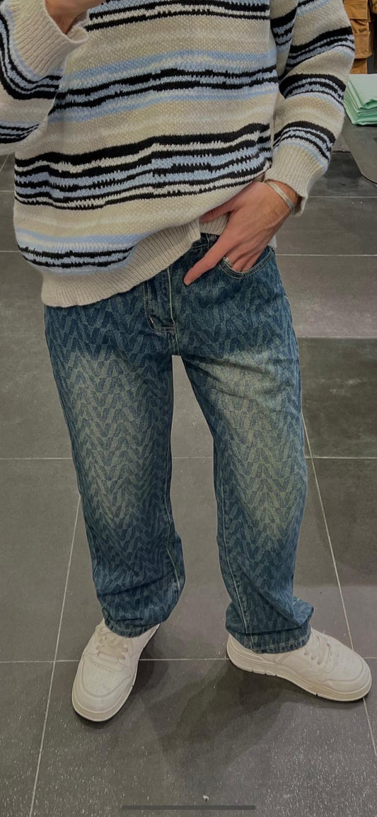 Jeans - Patterned blue