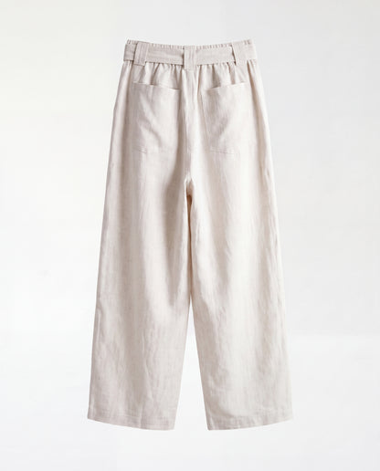 Pants- Linen balloon baggy White