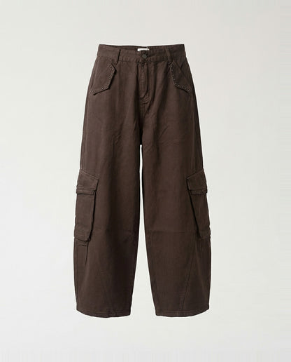 Pants- Cargo Studded  Brown