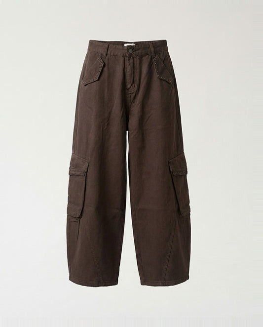 Pants- Cargo Studded  Brown