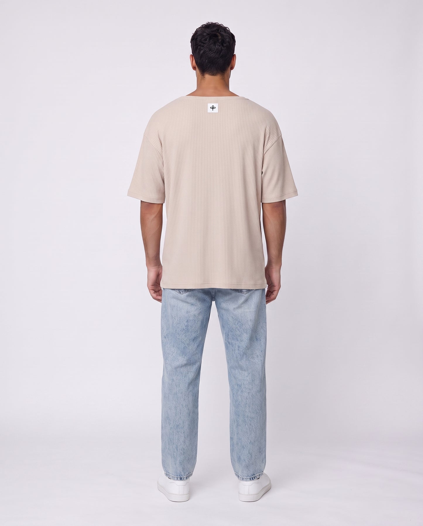 T-shirt- Oversize Striped Linen Beige