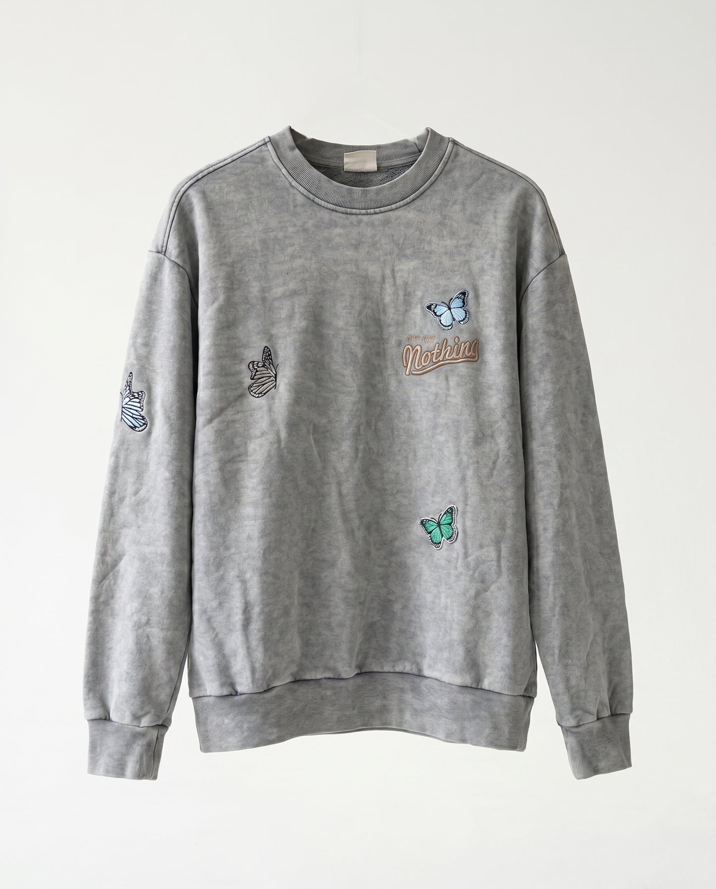 Sweatshirt - Hudis butterflies light gray
