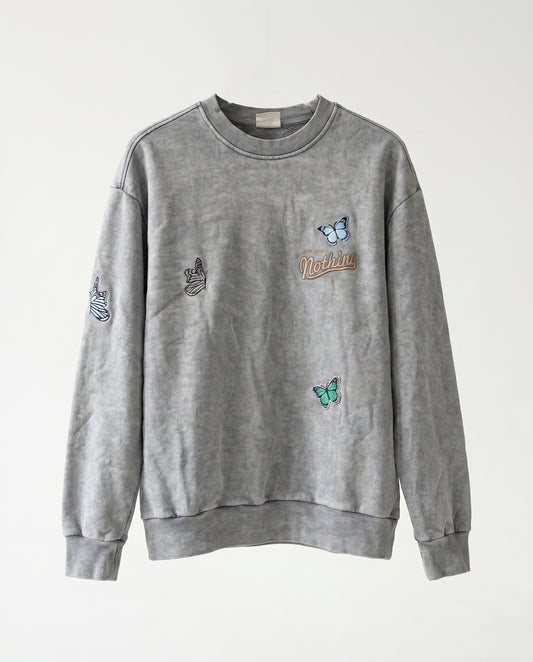 Sweatshirt - Hudis butterflies light gray