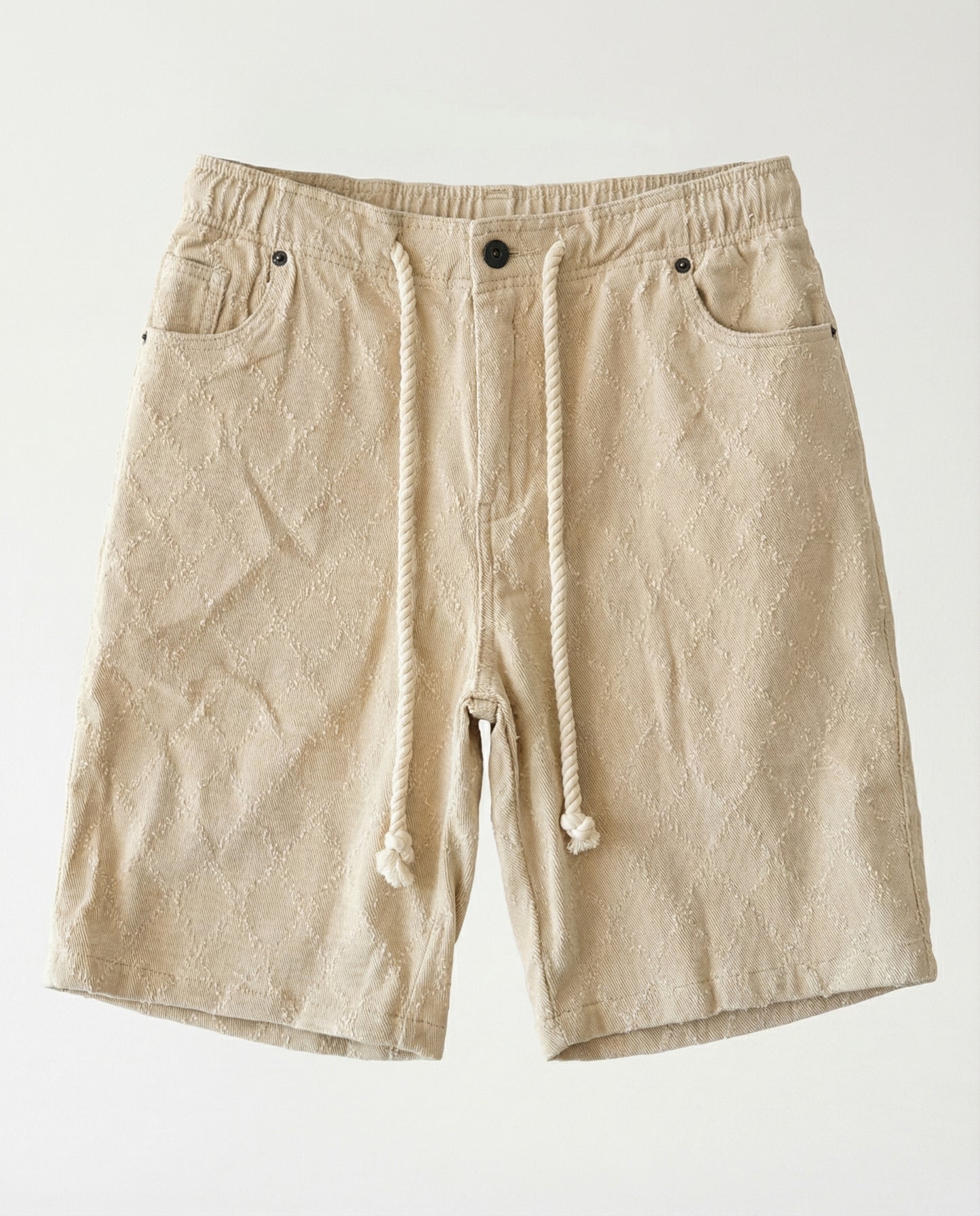 Short - Cream Thick Rope Jeans Plus Diamonds