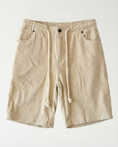 Short - Cream Thick Rope Jeans Plus Diamonds