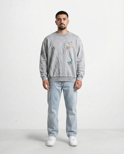 Sweatshirt - Hudis butterflies light gray