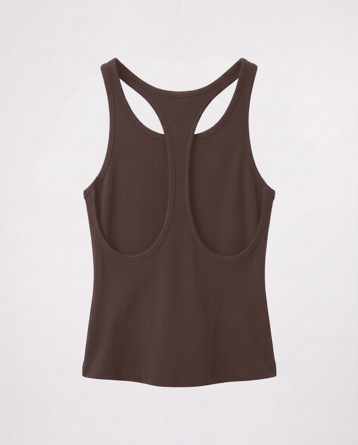 Rib Open Back Tank Top- Brown