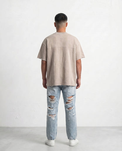 T-shirt Frayed sleeve Beige