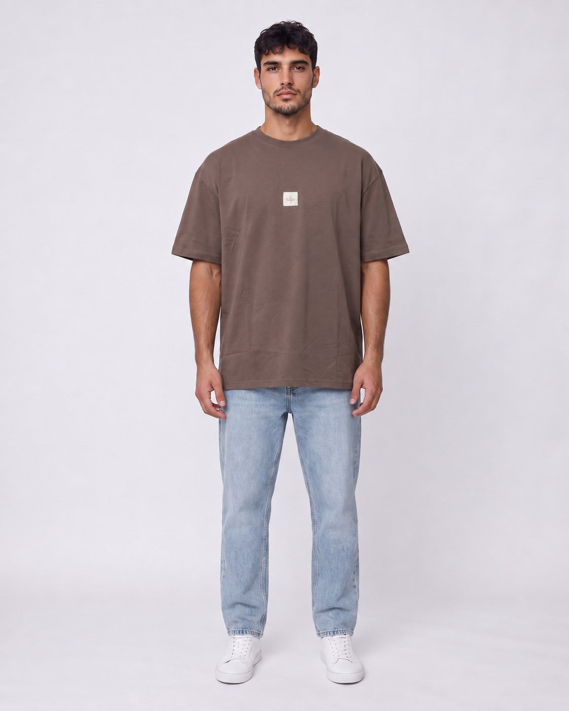 T-shirt- Oversize Patch Logo Brown