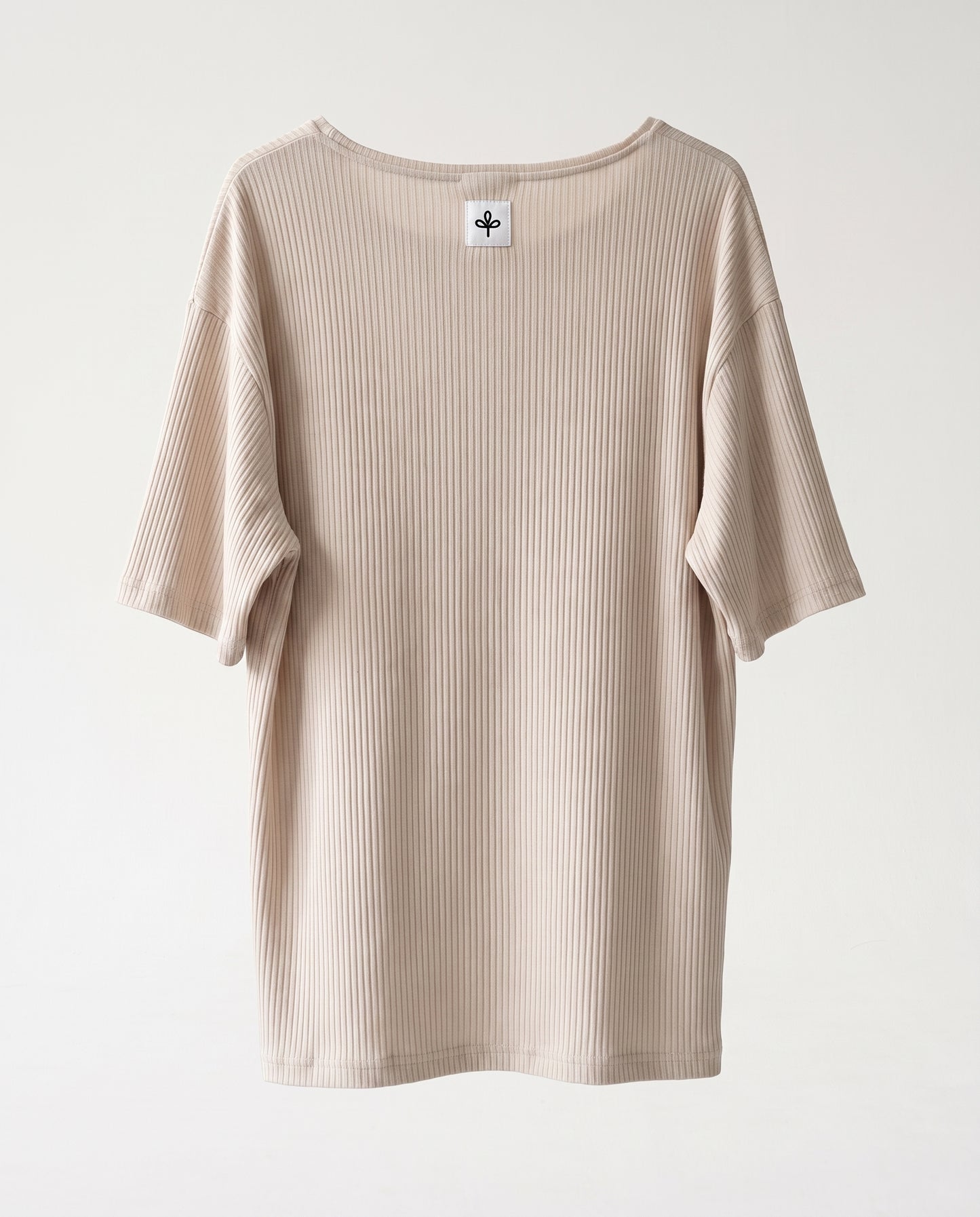 T-shirt- Oversize Striped Linen Beige
