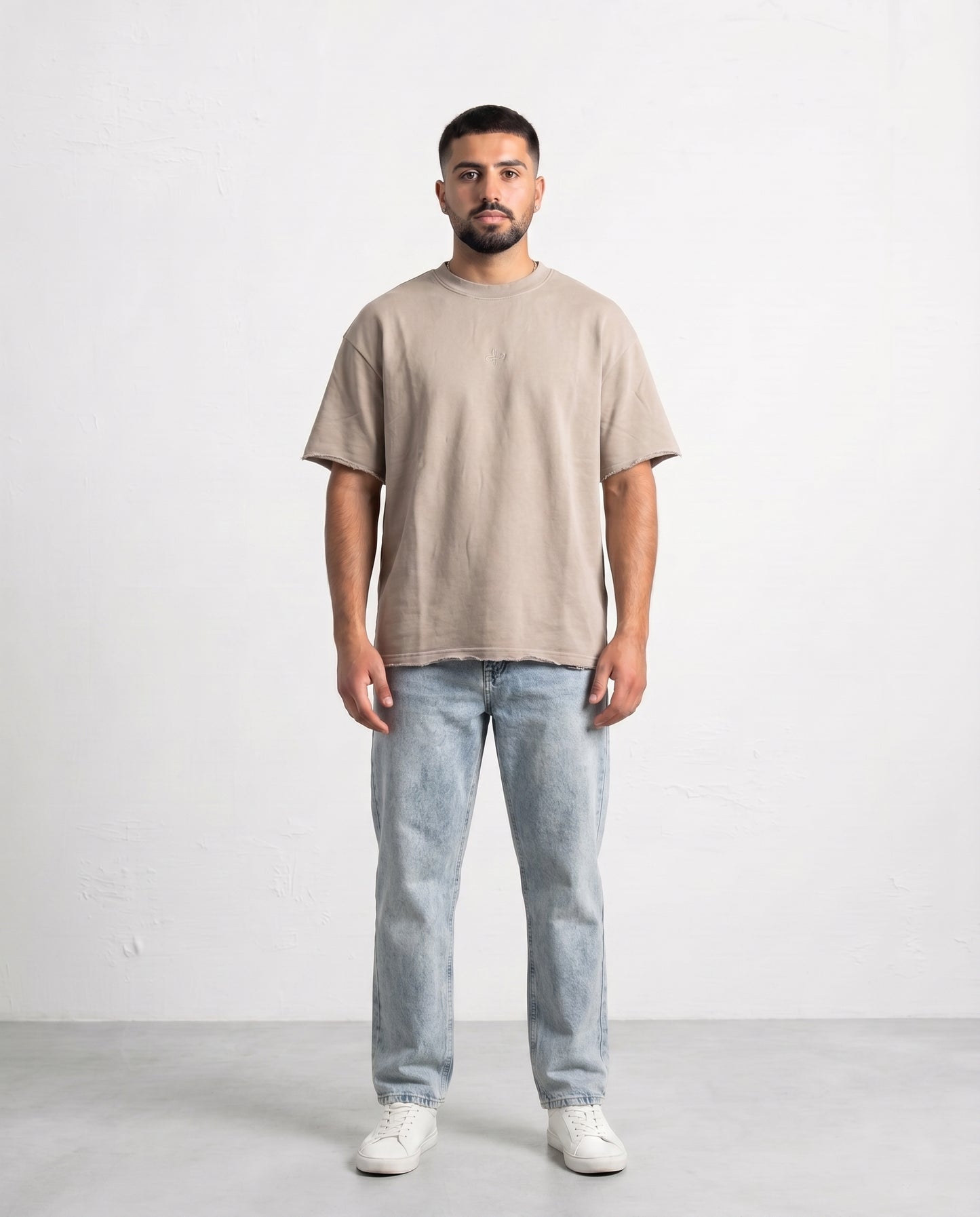 T-shirt Frayed sleeve Beige
