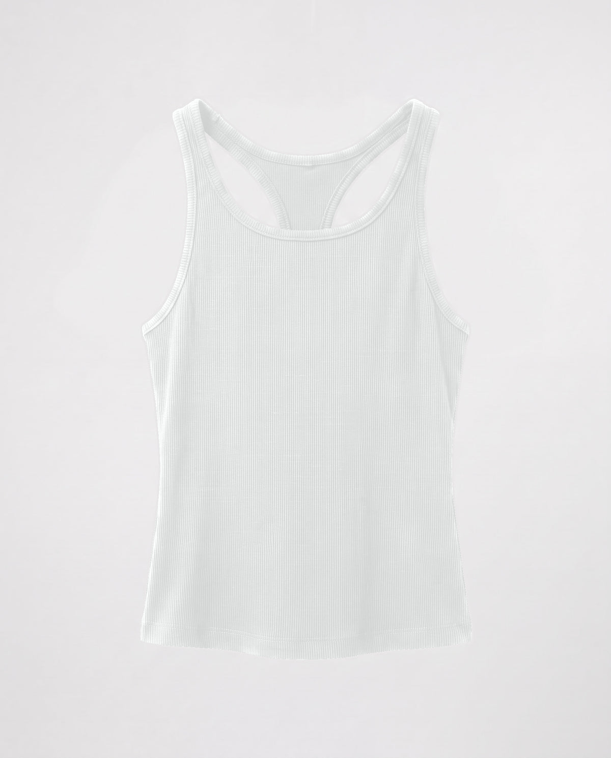 Rib Open Back Tank Top- White