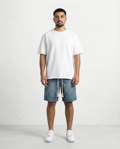 Short - Blue Thick Rope Jeans Plusim