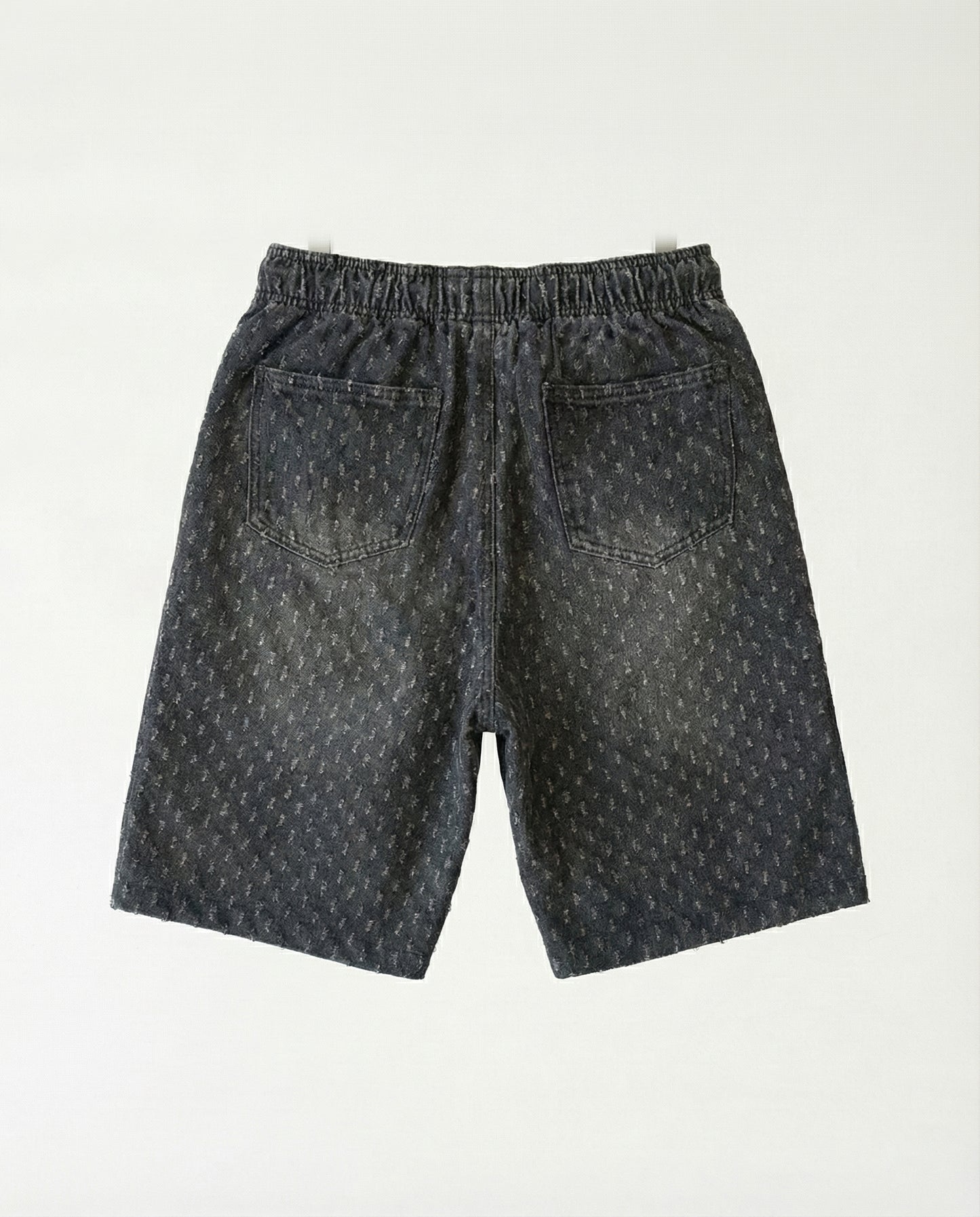 Short - Black Thick Rope Jeans Plus Points