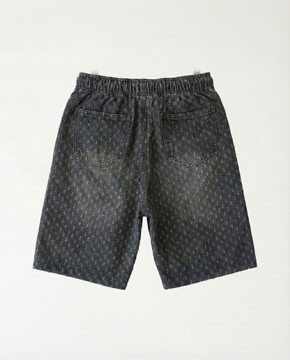 Short - Black Thick Rope Jeans Plus Points