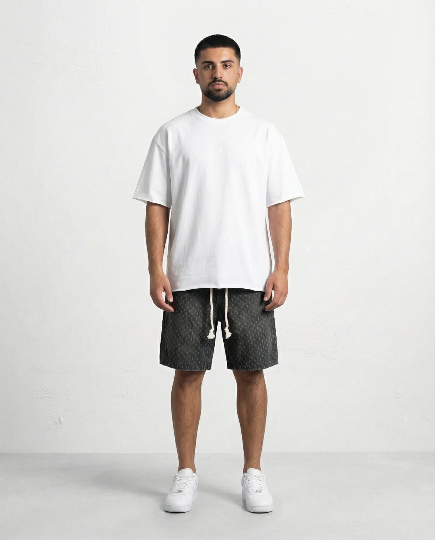 Short - Black Thick Rope Jeans Plus Points