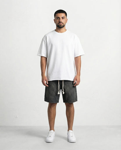Short - Black Thick Rope Jeans Plus Points