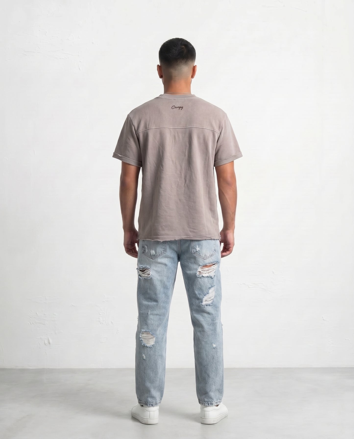 T-shirt Frayed sleeve Mocha