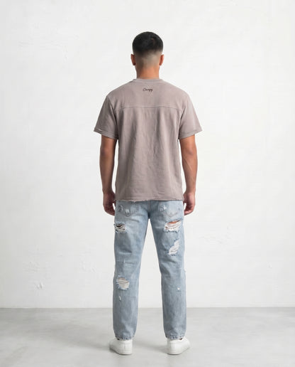 T-shirt Frayed sleeve Mocha