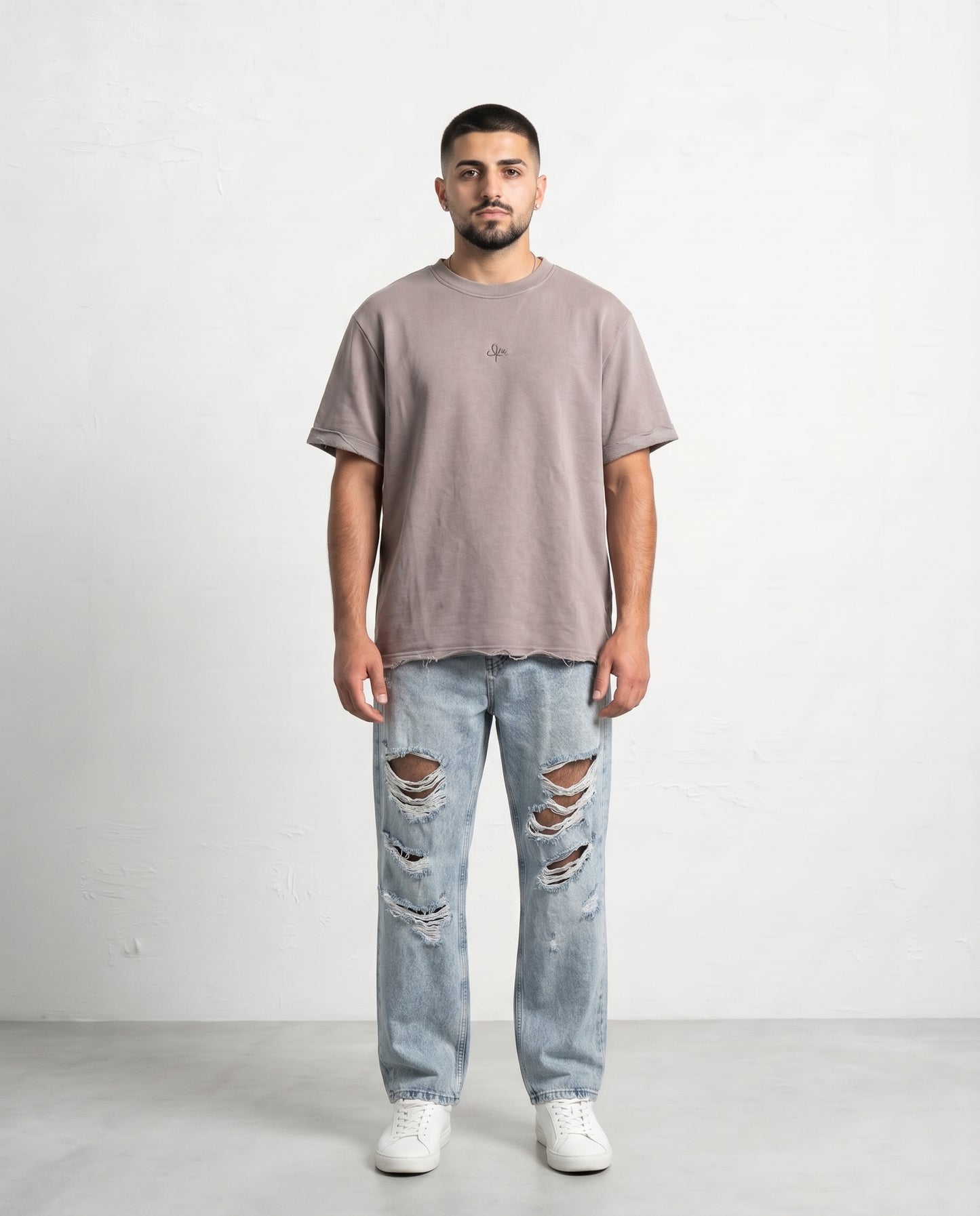 T-shirt Frayed sleeve Mocha